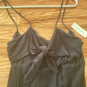 Black tie front wide leg jumper